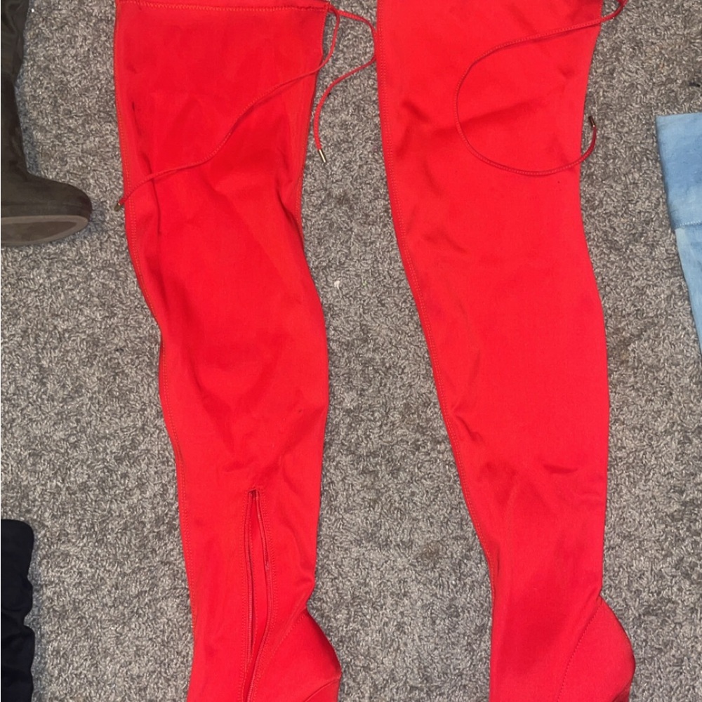 Fashion Nova Red Heeled Boots